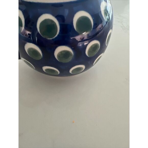 Bolselawiec Blue Green Dot 3” Pottery Pitcher Made in Poland - Picture 6 of 8